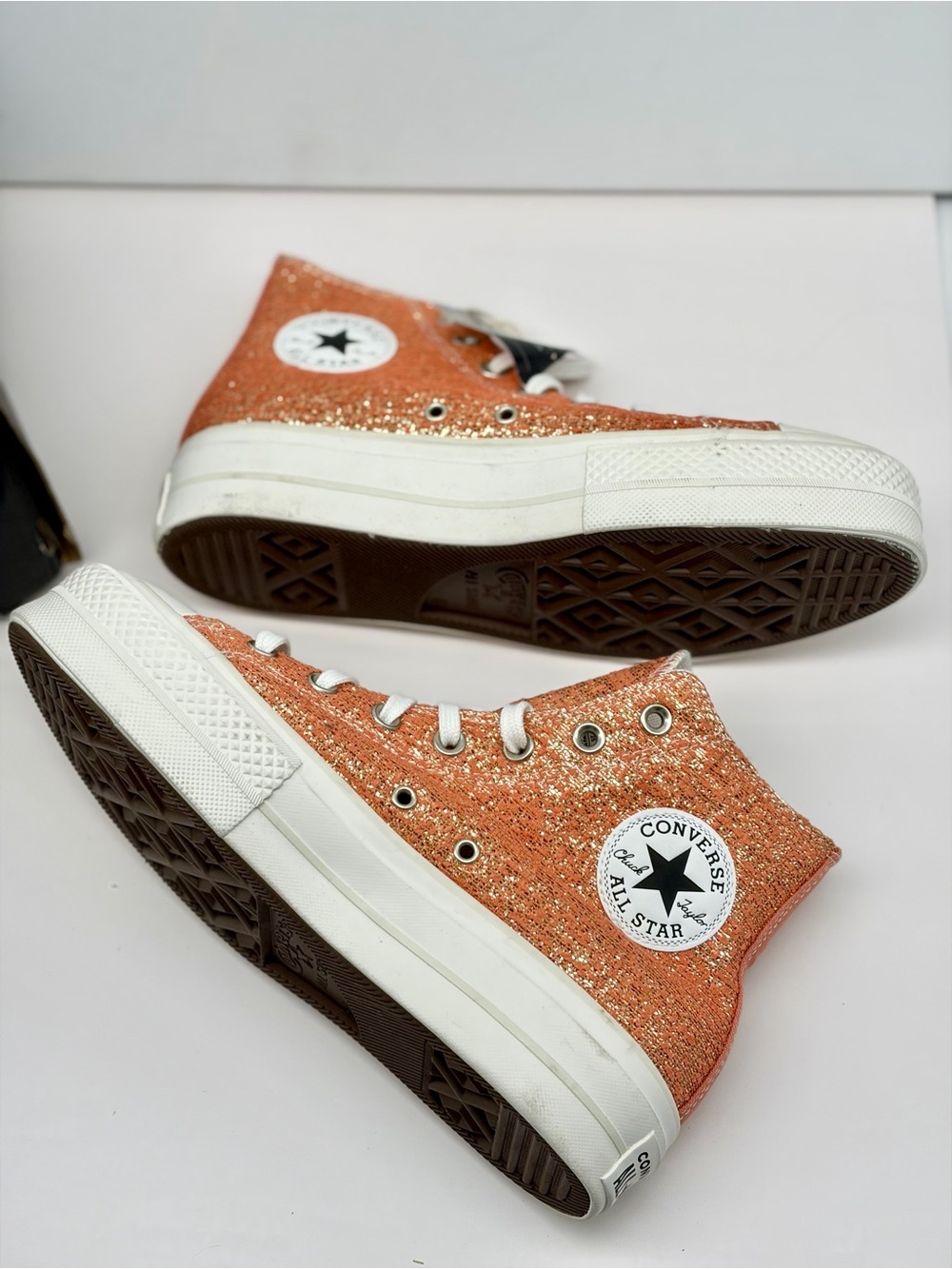 Converse High Top Platform Sneakers in Glitter Copper CTAS LIFT HI - Picture 7 of 10